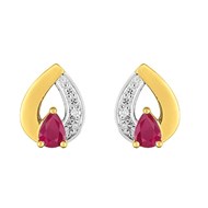 Boucles d'oreilles femme - Rubis et Diamant - Or 18 Carats