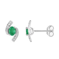 Boucles d'oreilles femme - Emeraude et Diamant - Or 18 Carats