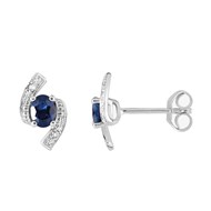 Boucles d'oreilles femme - Saphir et Diamant - Or 18 Carats