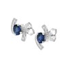 Boucles d'oreilles femme - Saphir et Diamant - Or 18 Carats - vue V2