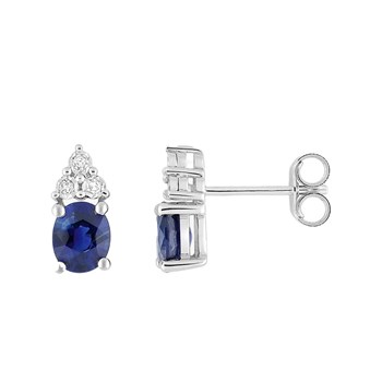 Boucles d'oreilles femme - Saphir et Diamant - Or 18 Carats