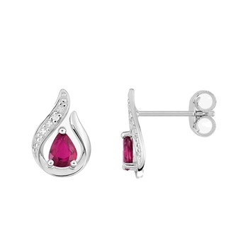 Boucles d'oreilles femme - Rubis et Diamant - Or 18 Carats