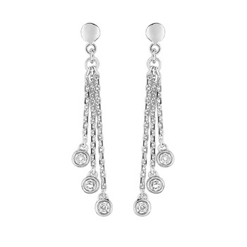 Boucles d'oreilles femme pendantes - Diamant - Or 18 Carats