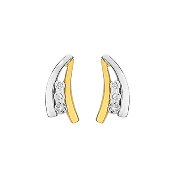 Boucles d'oreilles femme bicolores - Diamant - Or 18 Carats