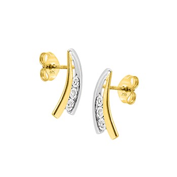 Boucles d'oreilles femme bicolores - Diamant - Or 18 Carats