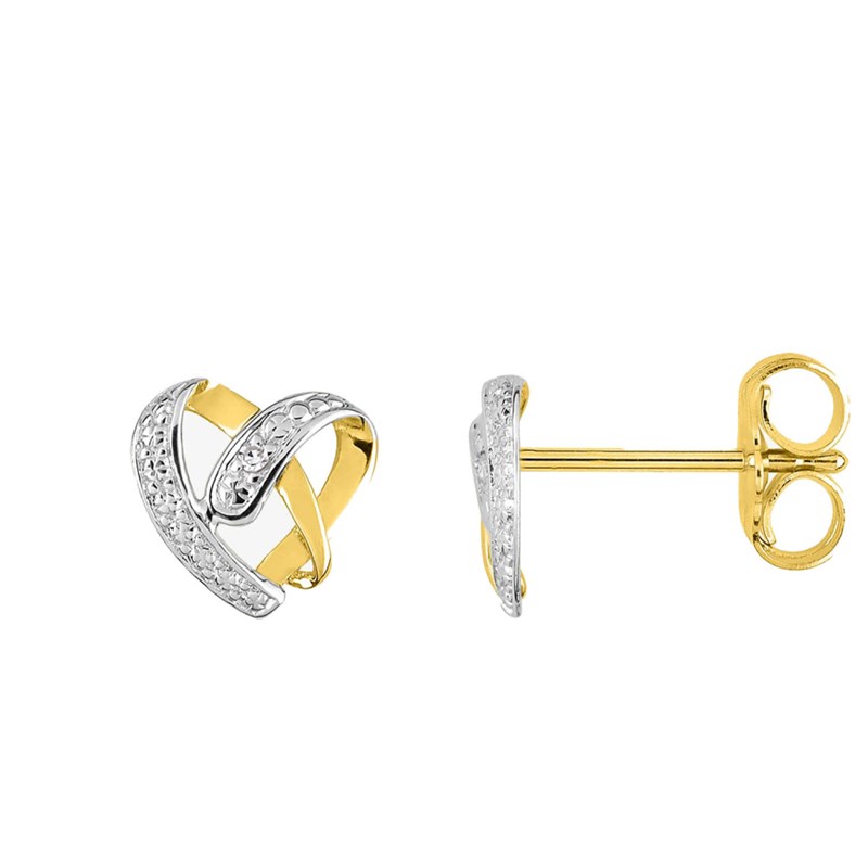 Boucles d'oreilles femme bicolores - Diamant - Or 18 Carats