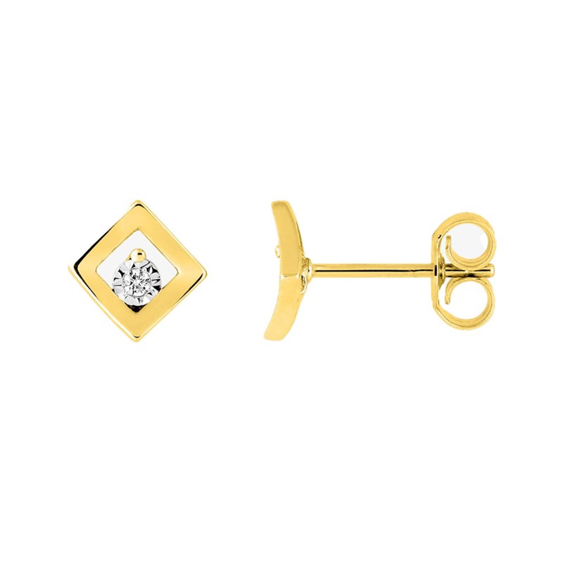 Boucles d'oreilles femme bicolores - Diamant - Or 18 Carats