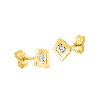 Boucles d'oreilles femme bicolores - Diamant - Or 18 Carats