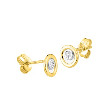 Boucles d'oreilles femme bicolores - Diamant - Or 18 Carats
