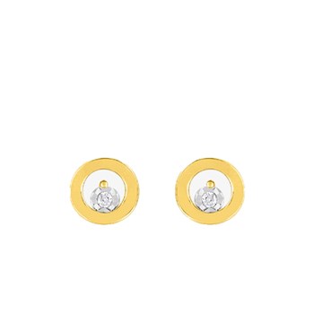 Boucles d'oreilles femme bicolores - Diamant - Or 18 Carats