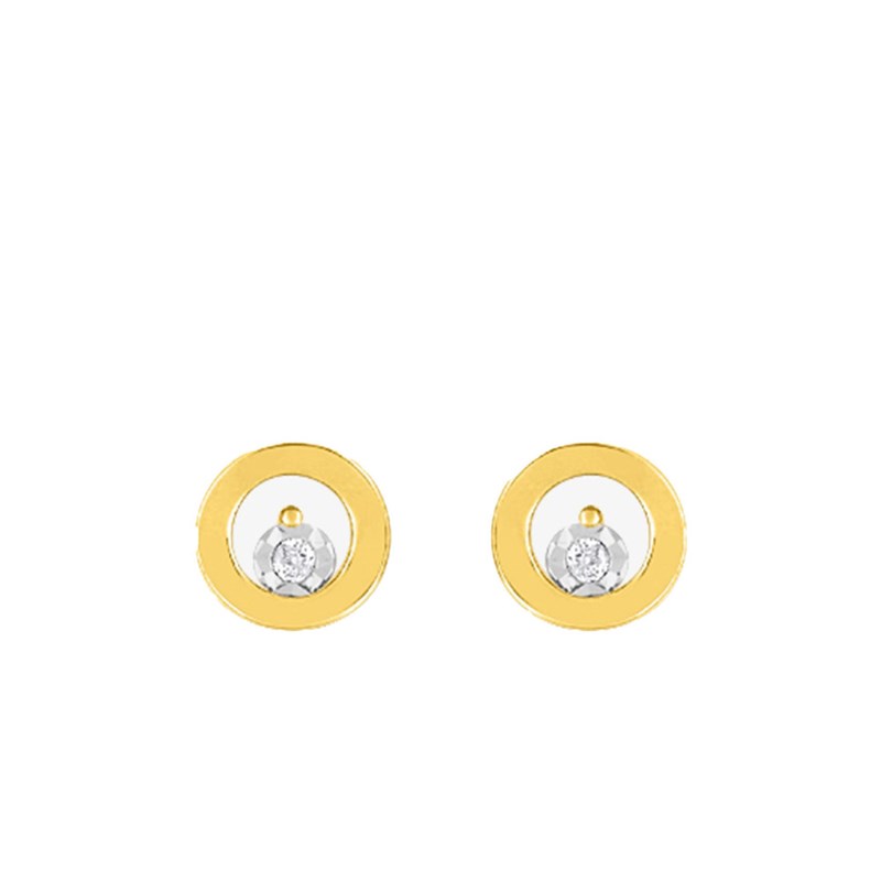 Boucles d'oreilles femme bicolores - Diamant - Or 18 Carats