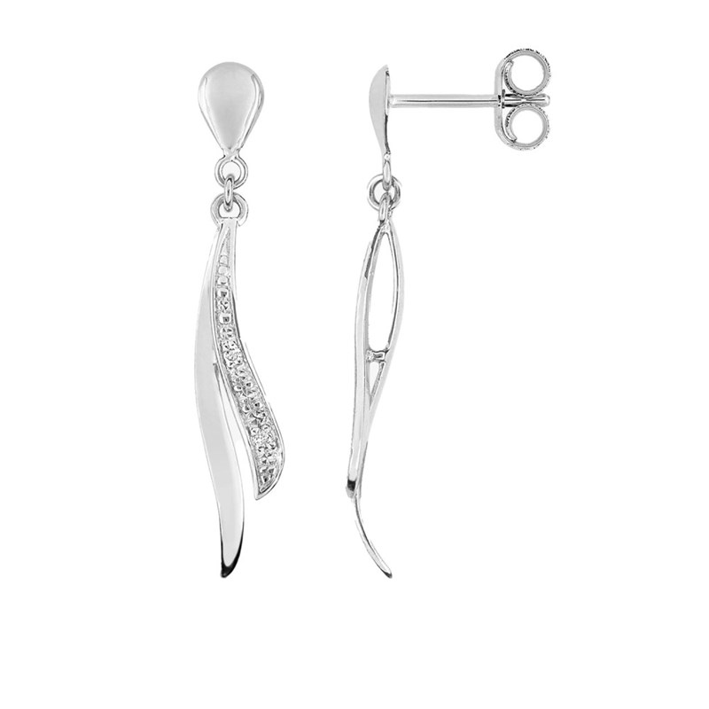 Boucles d'oreilles femme pendantes - Diamant - Or 18 Carats
