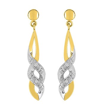 Boucles d'oreilles femme pendates bicolores - Diamant - Or 18 Carats