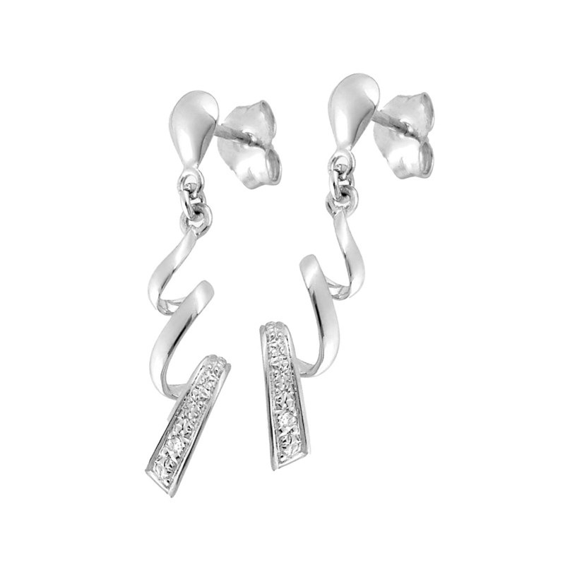 Boucles d'oreilles femme pendantes - Diamant - Or 18 Carats - vue 2