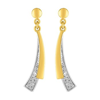 Boucles d'oreilles femme  pendantes bicolores - Diamant - Or 18 Carats