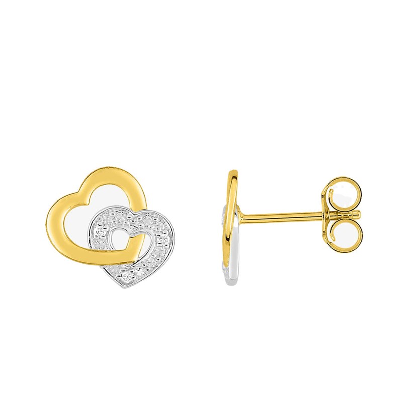 Boucles d'oreilles femme bicolores - Diamant - Or 18 Carats