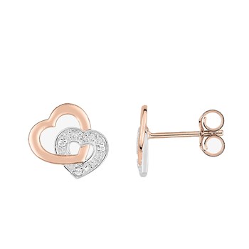 Boucles d'oreilles femme bicolores - Diamant - Or 18 Carats