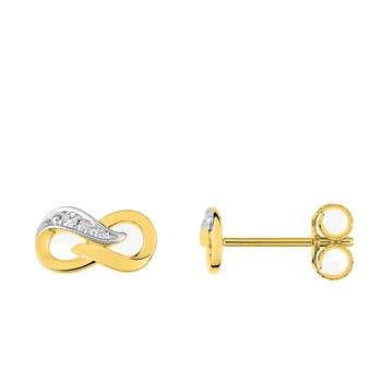 Boucles d'oreilles femme bicolores - Diamant - Or 18 Carats