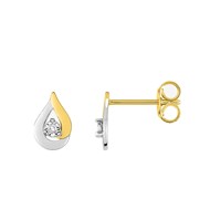 Boucles d'oreilles femme bicolores - Diamant - Or 18 Carats