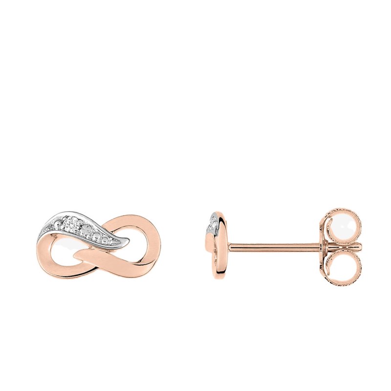 Boucles d'oreilles femme bicolores - Diamant - Or 18 Carats