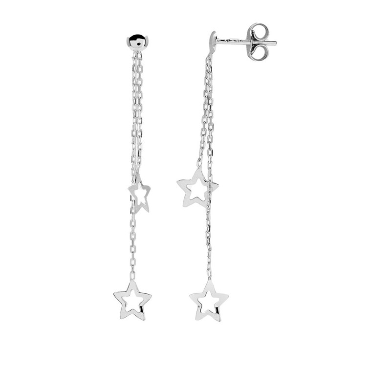 Boucles d'oreilles Femme pendantes étoiles - Or 18 Carats