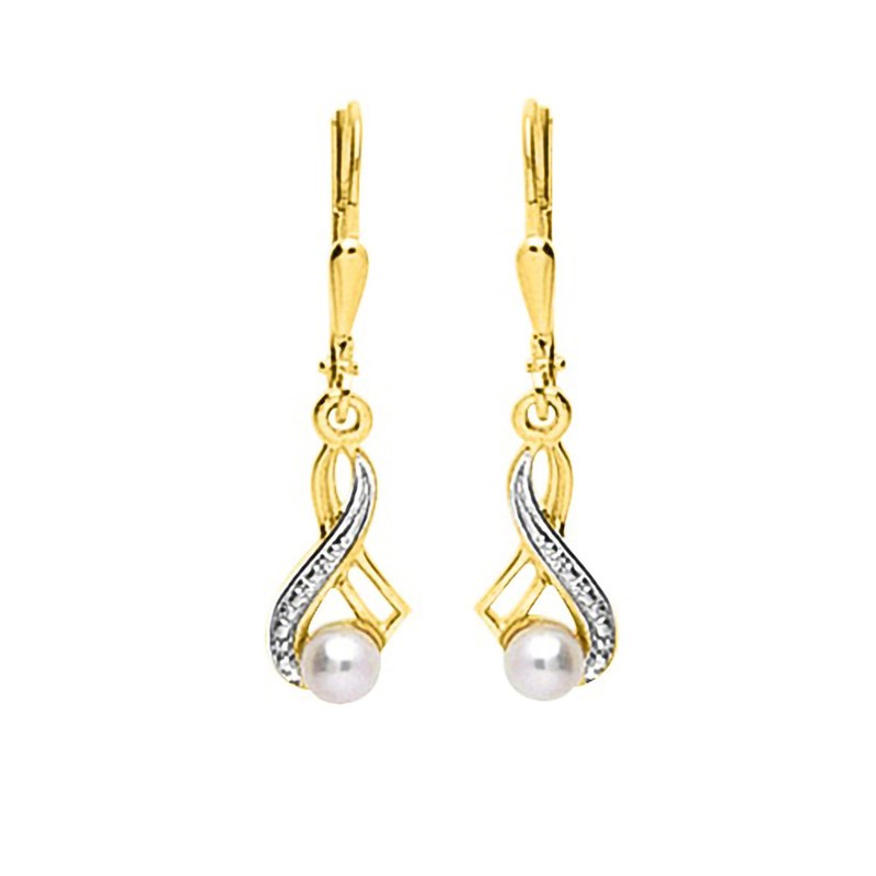 Boucles d'oreilles Femme pendantes - perle - Or 18 Carats