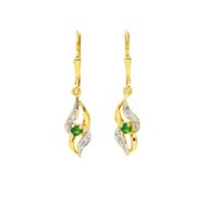 Boucles d'oreilles Femme pendantes - émeraude - Or 18 Carats