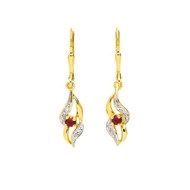 Boucles d'oreilles Femme pendantes - rubis - Or 18 Carats