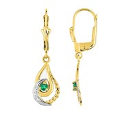 Boucles d'oreilles Femme pendantes - émeraude - Or 18 Carats