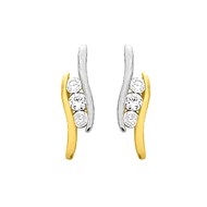 Boucles d'oreilles Femme bicolores - Oxyde de zirconium - Or 18 Carats