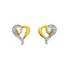 Boucles d'oreilles Femme bicolores - Oxyde de zirconium - Or 18 Carats Coeurs - vue V1