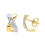 Boucles d'oreilles Femme bicolores - Or 18 Carats - Diamant 0,01 Carats