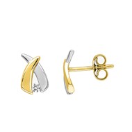 Boucles d'oreilles Femme bicolores - Or 18 Carats - Diamant 0,04 Carats