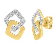 Boucles d'oreilles Femme bicolores - Or 18 Carats - Diamant 0,08 Carats