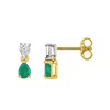 Boucles d'oreilles Femme - Or 18 Carats - Diamant 0,008 Carats et Emeraude - vue V1