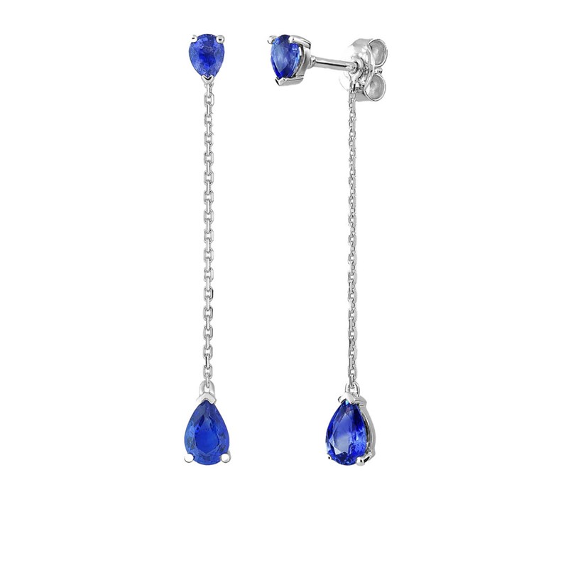 Boucles d'oreilles pendantes Femme - saphir - Or 18 Carats