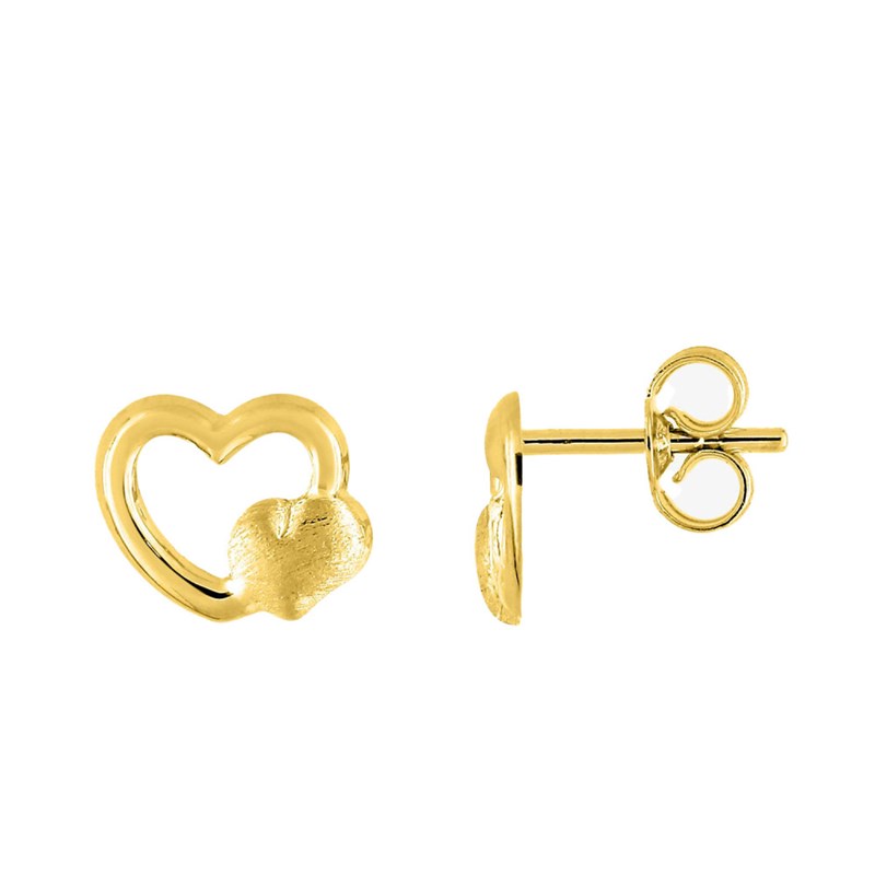 Boucles d'oreilles Enfant - Or 18 Carats - Coeur