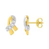 Boucles d'oreilles femme bicolores - Oxyde de zirconium - Or 18 Carats - vue V1