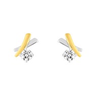 Boucles d'oreilles femme bicolores - Oxyde de zirconium - Or 18 Carats