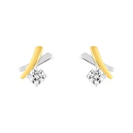 Boucles d'oreilles femme bicolores - Oxyde de zirconium - Or 18 Carats