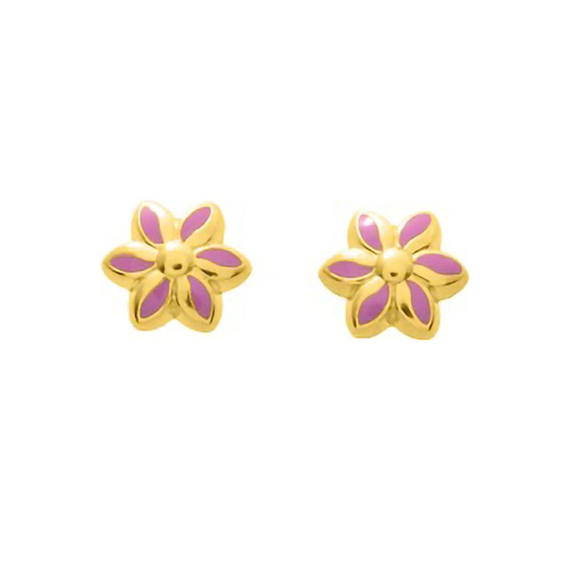 Boucles d'oreilles Enfant - Or 18 Carats - Fleur