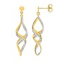 Boucles d'oreilles femme bicolores pendantes - Oxyde de zirconium - Or 18 Carats - vue V1