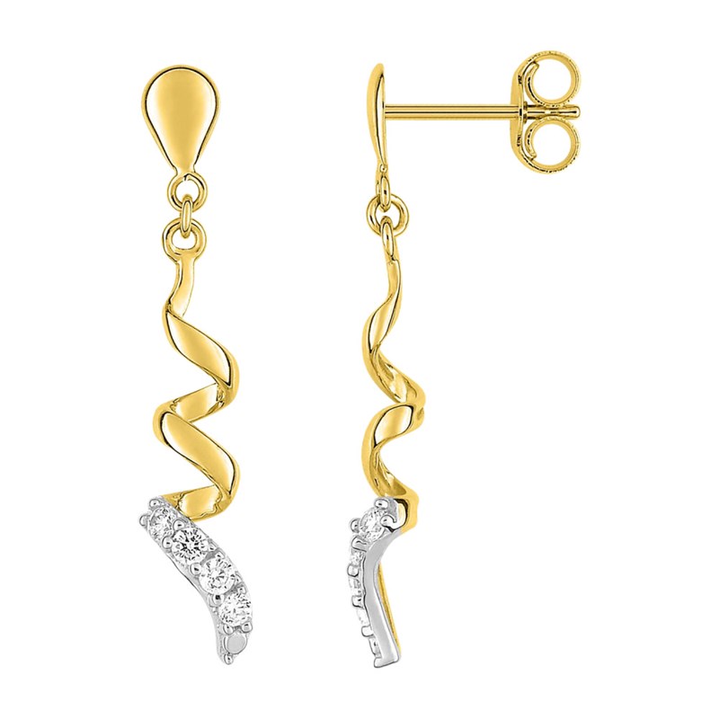 Boucles d'oreilles femme pendantes - Oxyde de zirconium - Or 18 Carats