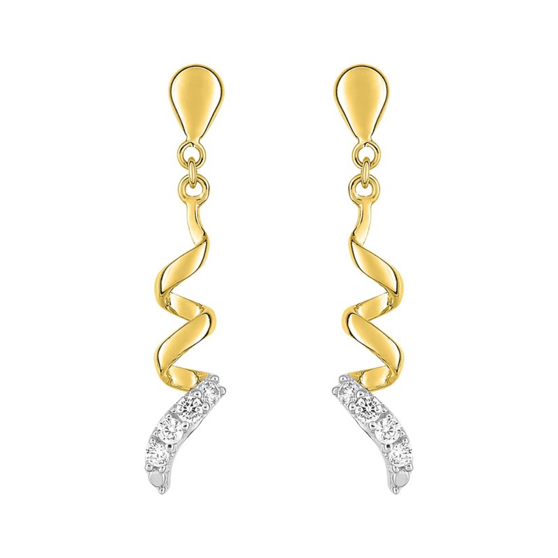 Boucles d'oreilles femme pendantes - Oxyde de zirconium - Or 18 Carats - vue 2