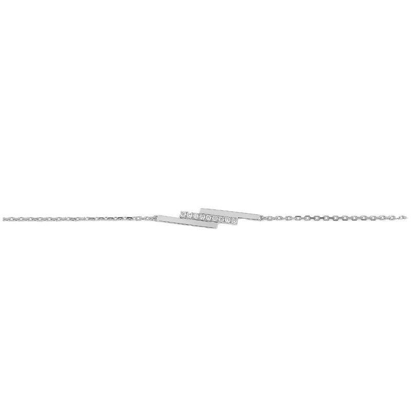 Bracelet Femme - Or 18 Carats - Diamant 0,05 Carats - Longueur : 18 cm