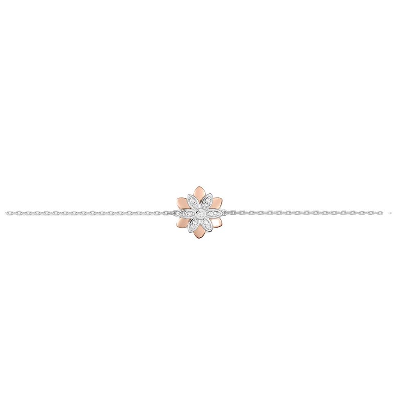 Bracelet Femme - Or 18 Carats - Diamant 0,05 Carats - Longueur : 18 cm