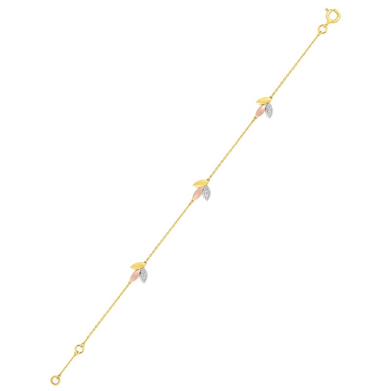 Bracelet Femme - Or 18 Carats - Diamant 0,06 Carats - Longueur : 18 cm - vue 2