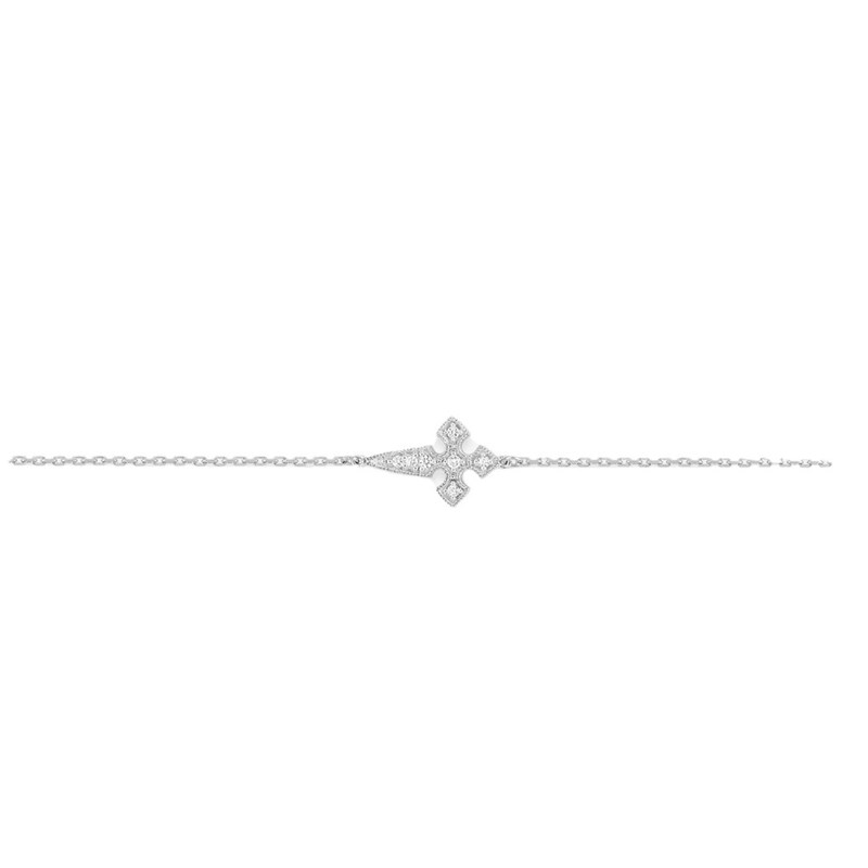 Bracelet Femme - Or 18 Carats - Diamant 0,04 Carats - Longueur : 18 cm