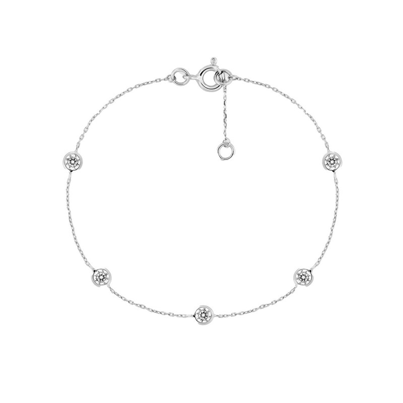 Bracelet Femme - Oxyde de zirconium - Or 18 Carats - Longueur : 18 cm - vue 2