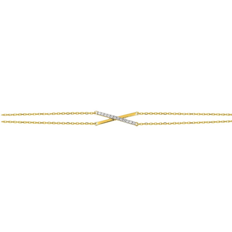 Bracelet Femme - Or 18 Carats - Diamant 0,04 Carats - Longueur : 18 cm
